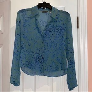 Banana Republic Sheer Silk Button Down Blouse